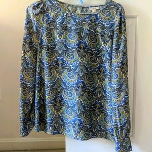 J Crew Silk Paisley long sleeve top